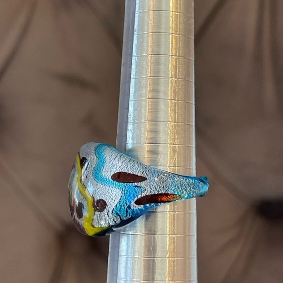 Hand Blown Murano Like Art Glass Dome Ring - Picture 2 of 3